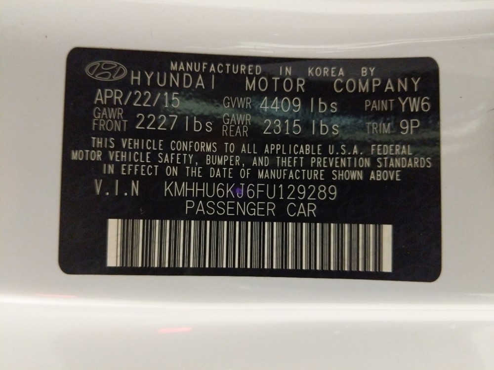 2015 Hyundai Genesis - VIN Plate