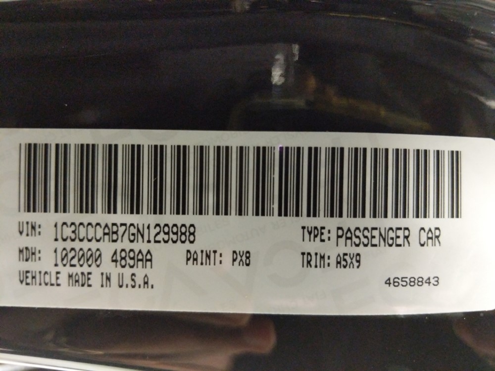 2016 Chrysler 200 - VIN Plate