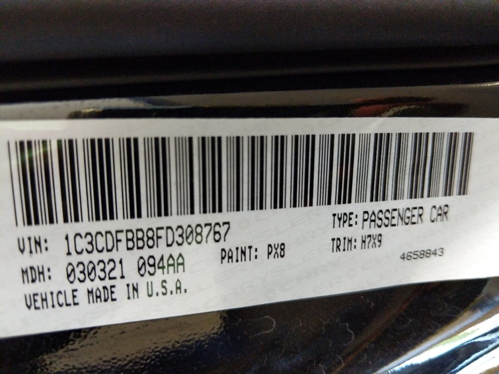 2015 Dodge Dart - VIN Plate