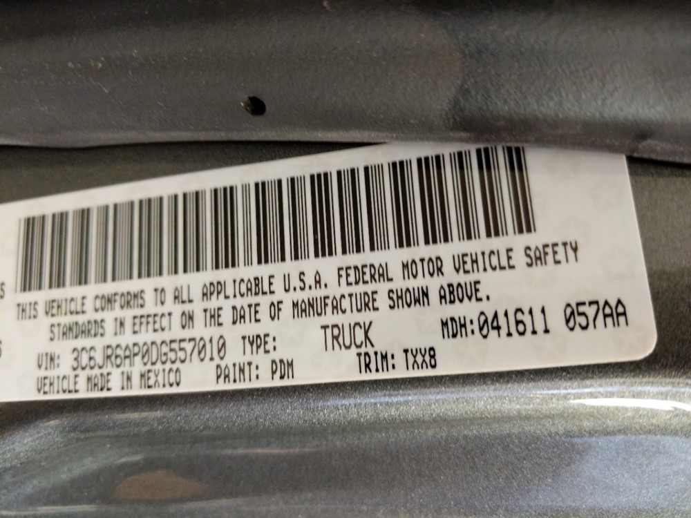 2013 Dodge Ram 1500 - VIN Plate