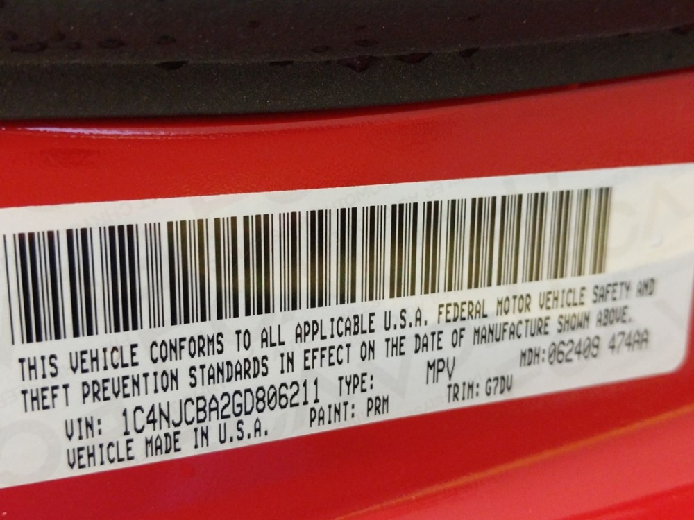 2016 Jeep Compass - VIN Plate