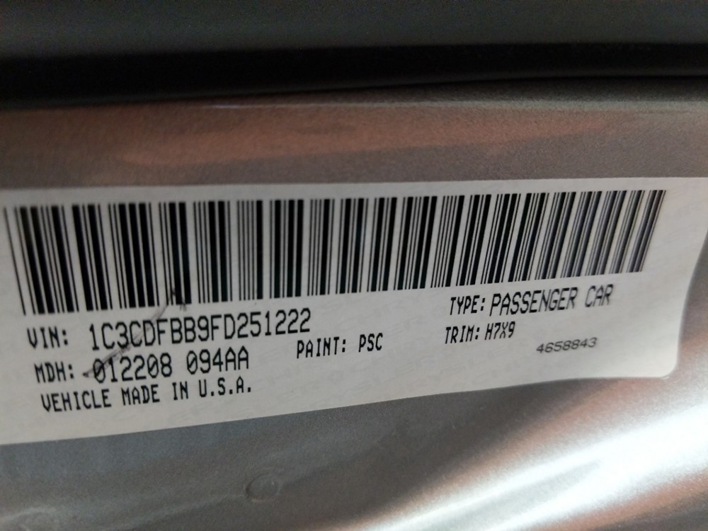 2015 Dodge Dart - VIN Plate