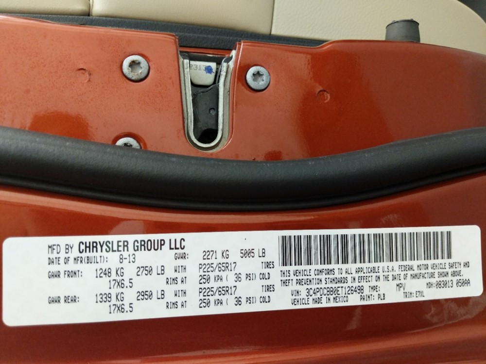 2014 Dodge Journey - VIN Plate