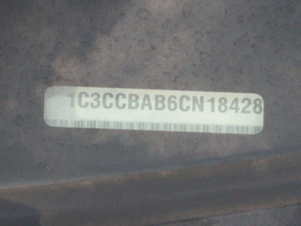 2012 Chrysler 200 - VIN Plate