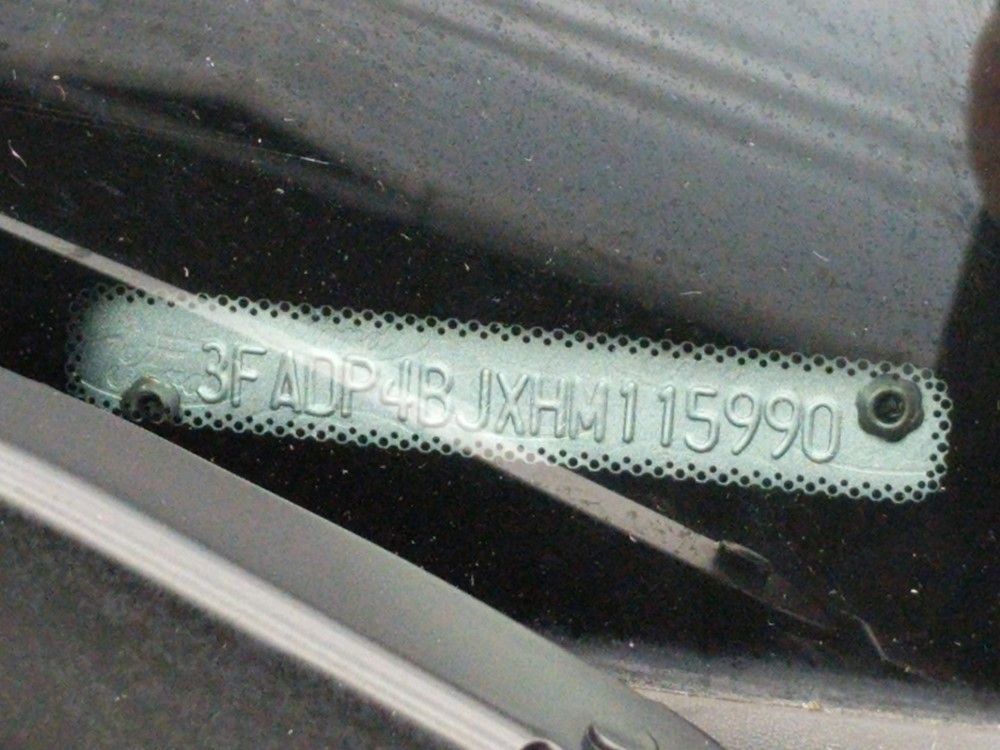 2017 Ford Fiesta - VIN Plate