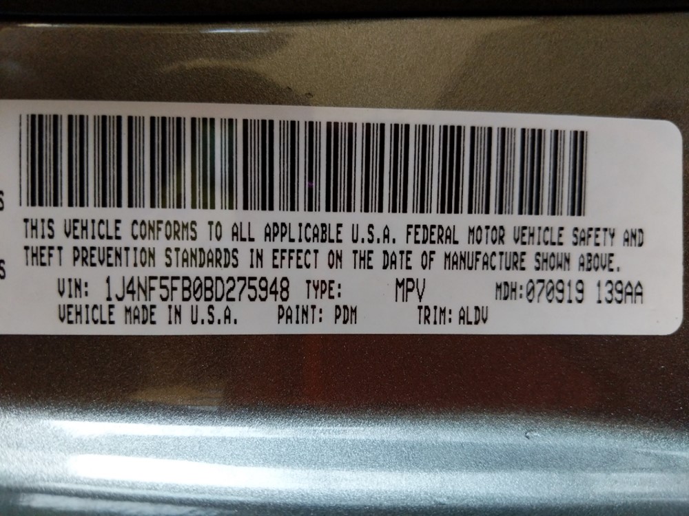 2011 Jeep Compass - VIN Plate