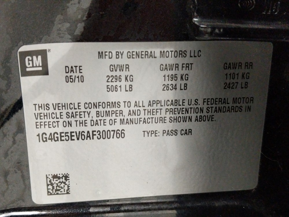 2010 Buick LaCrosse - VIN Plate