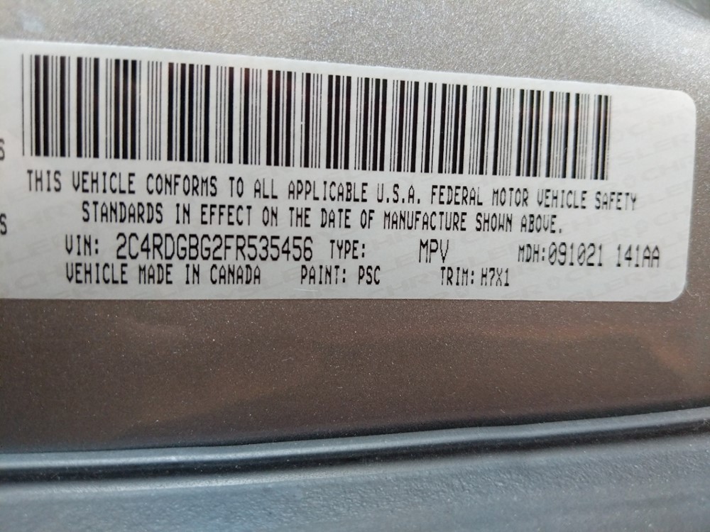 2015 Dodge Grand Caravan - VIN Plate