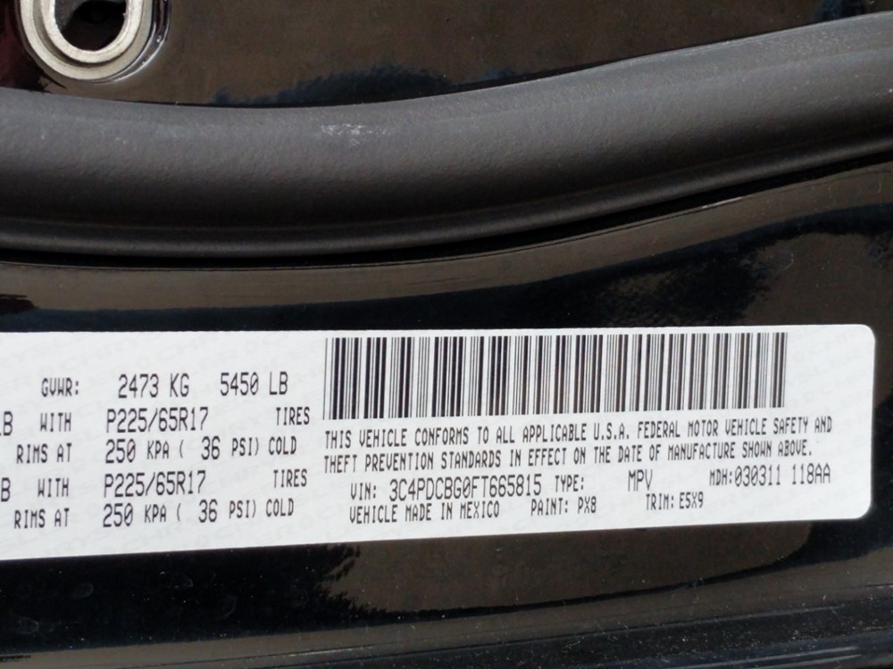2015 Dodge Journey - VIN Plate