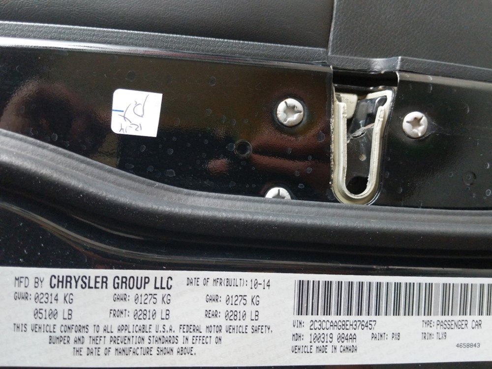 2014 Chrysler 300 - VIN Plate