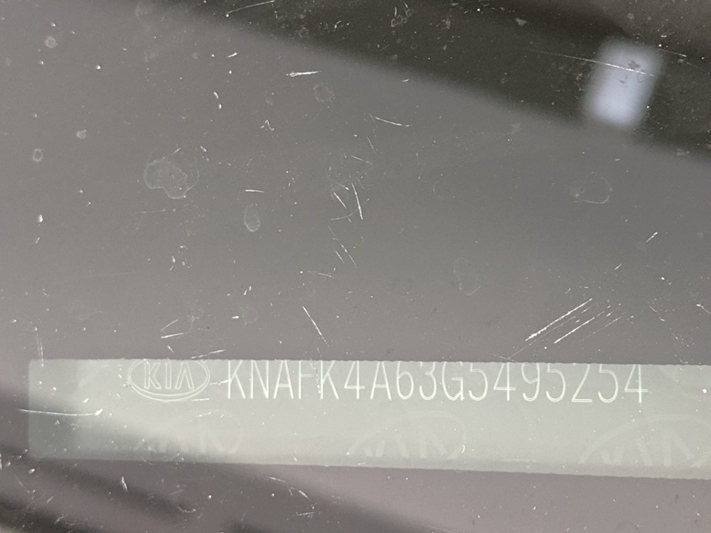 2016 Kia Forte - VIN Plate