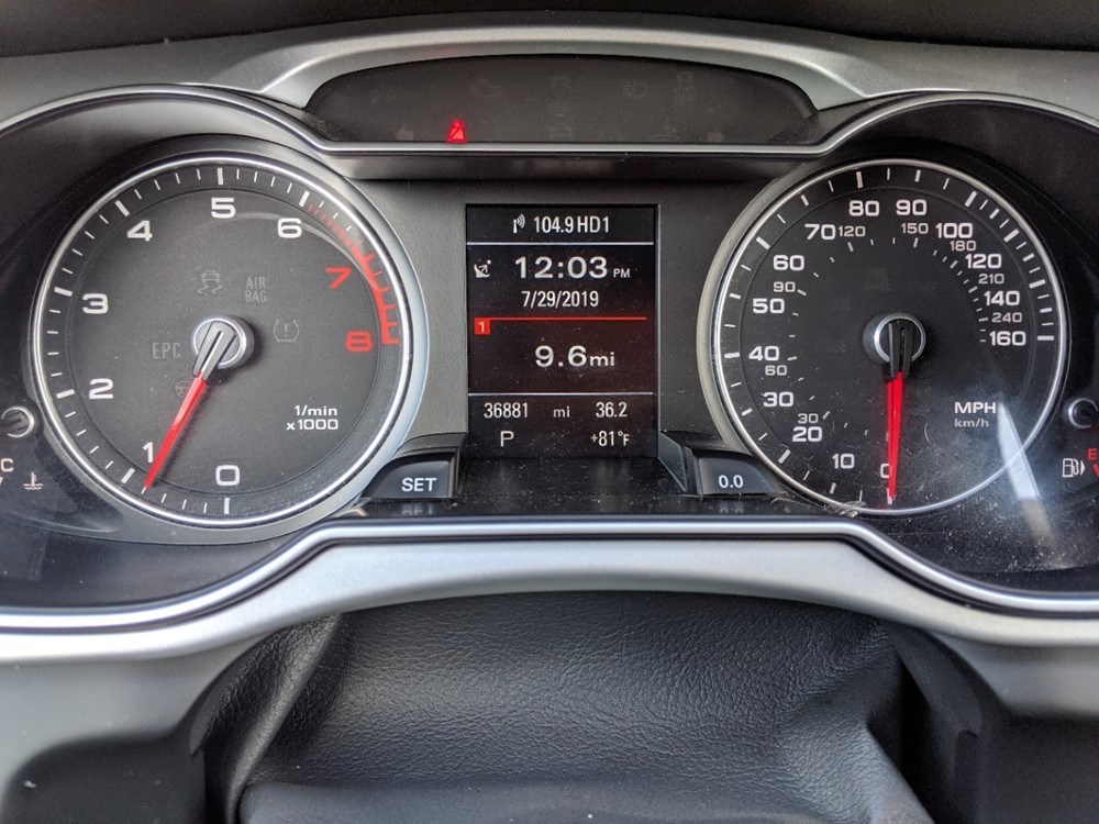 2016 Audi A4 - Odometer Close Up