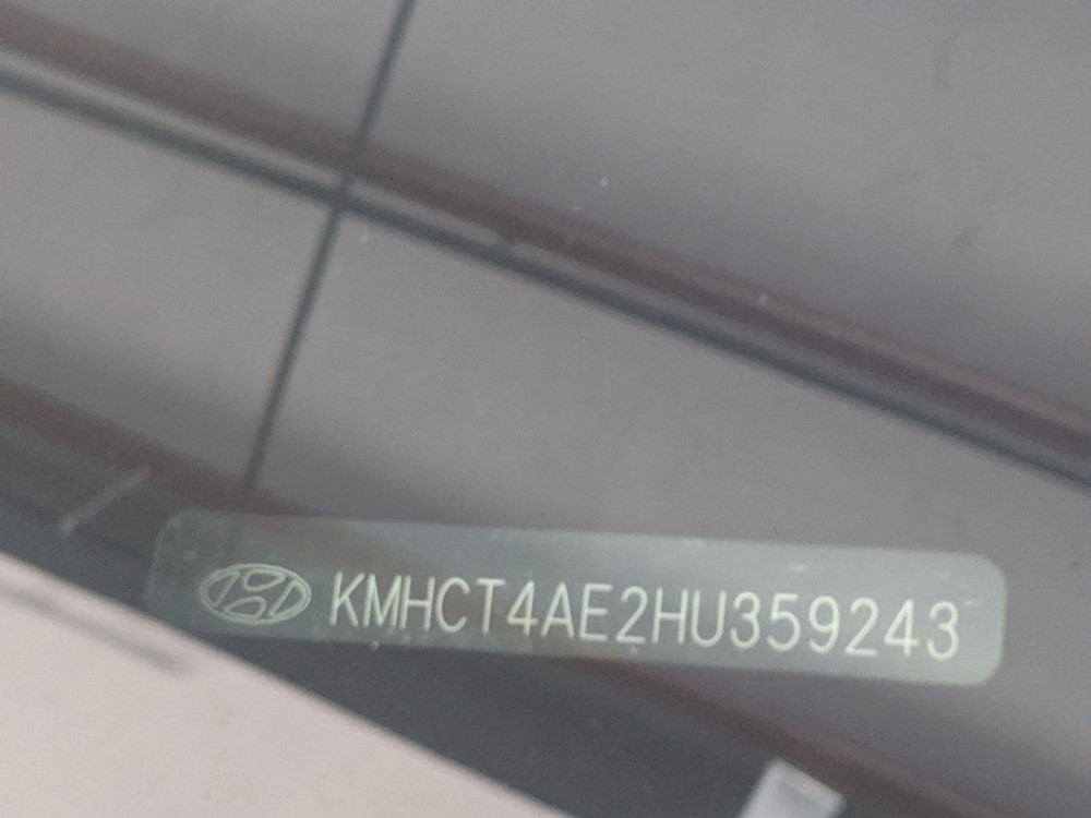 2017 Hyundai Accent - VIN Plate