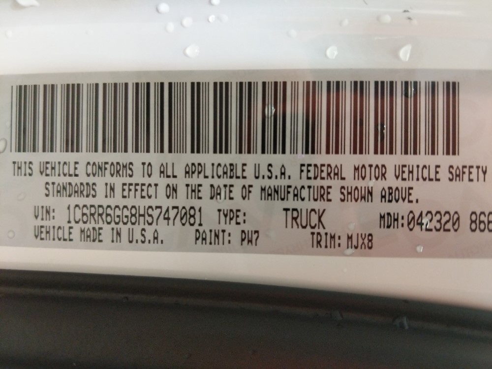 2017 Dodge Ram 1500 - VIN Plate