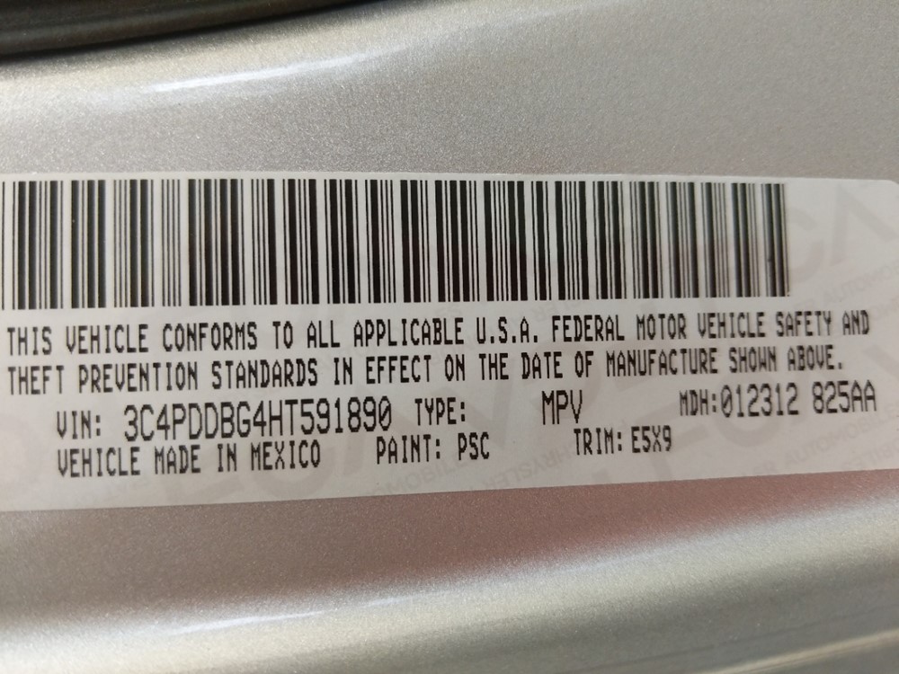 2017 Dodge Journey - VIN Plate