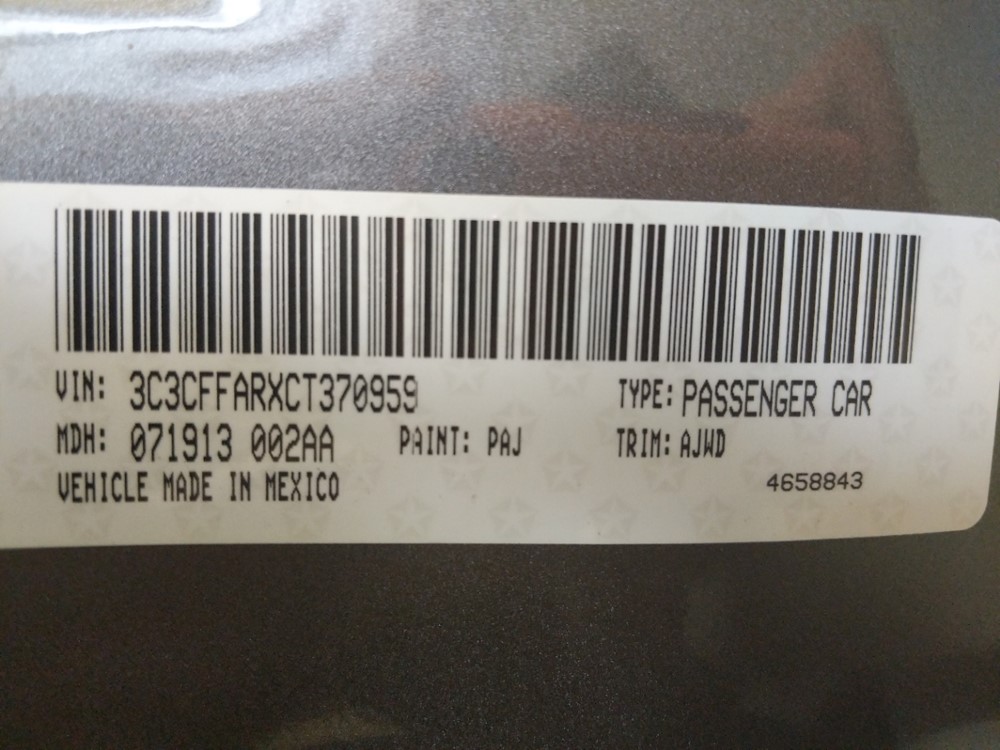2012 FIAT 500 - VIN Plate