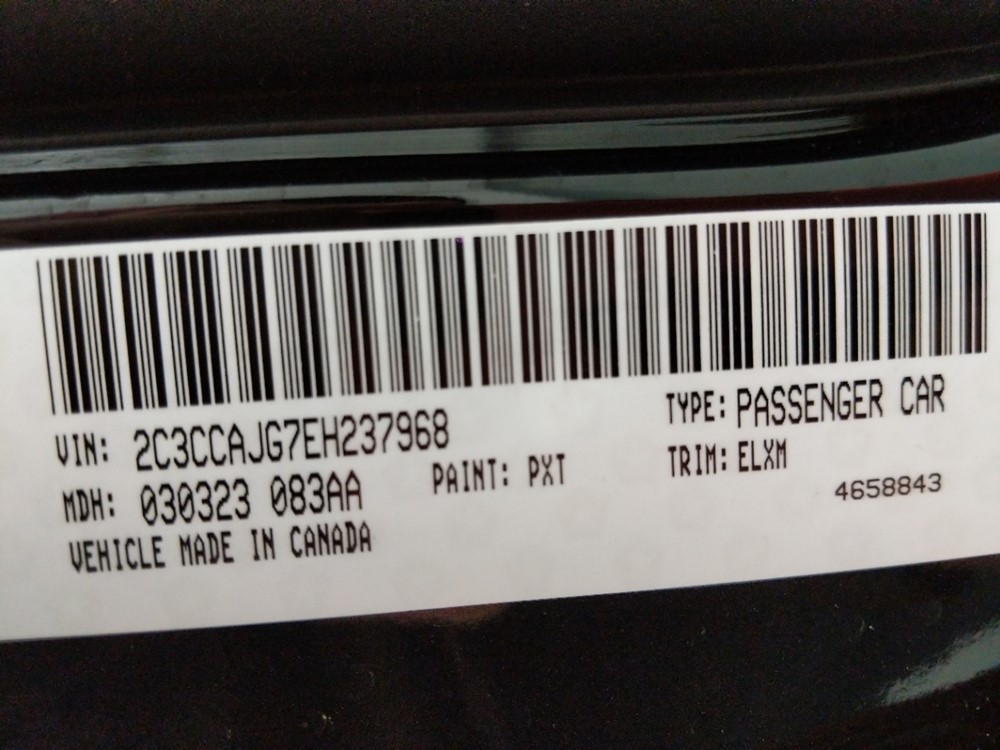 2014 Chrysler 300 - VIN Plate