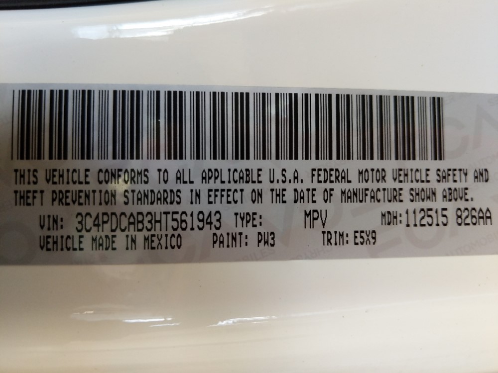 2017 Dodge Journey - VIN Plate