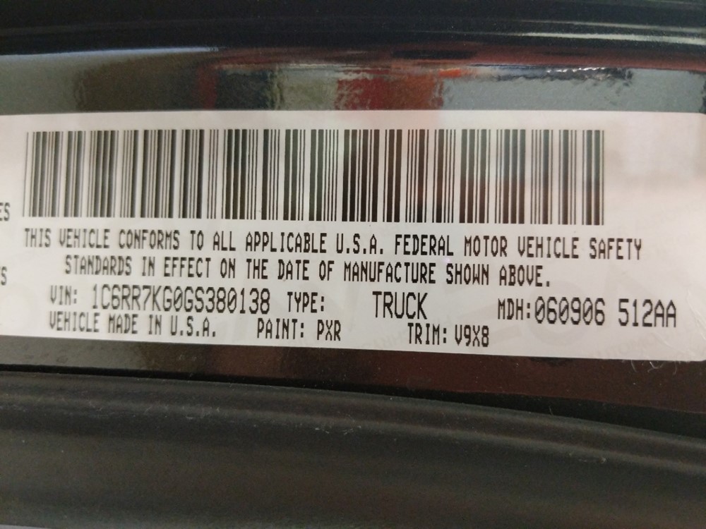 2016 Dodge Ram 1500 - VIN Plate