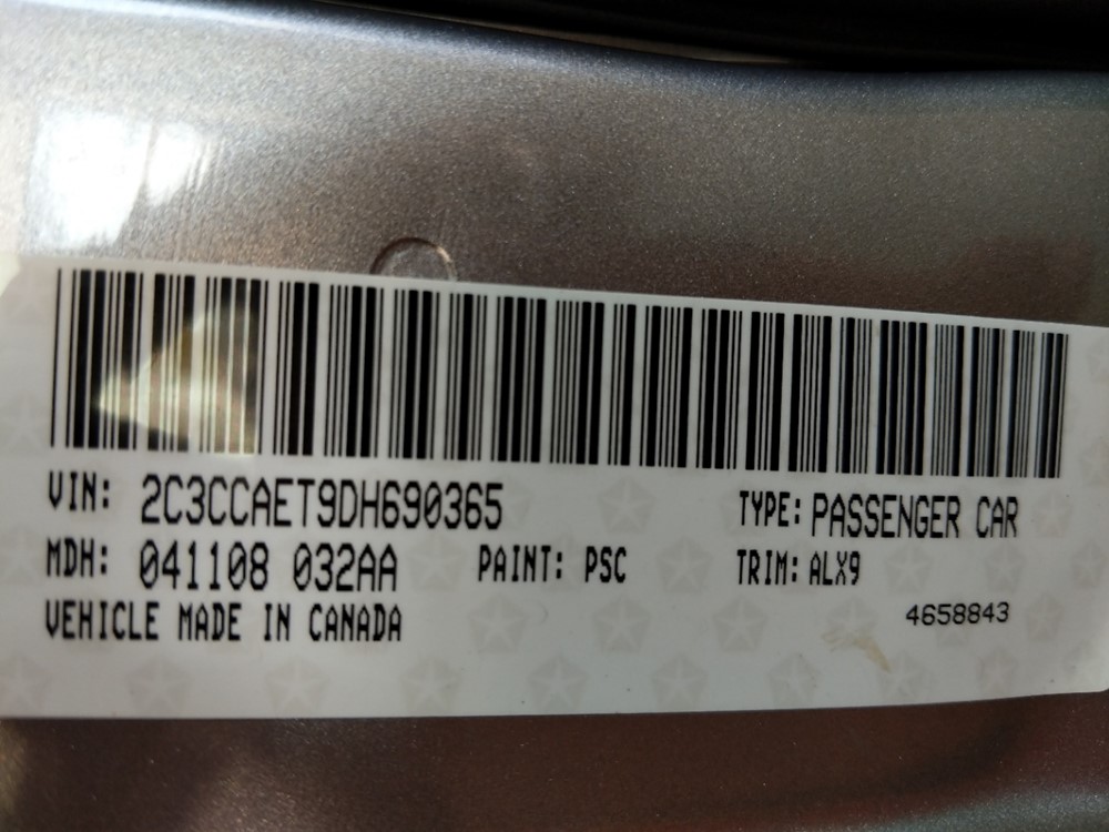 2013 Chrysler 300 - VIN Plate
