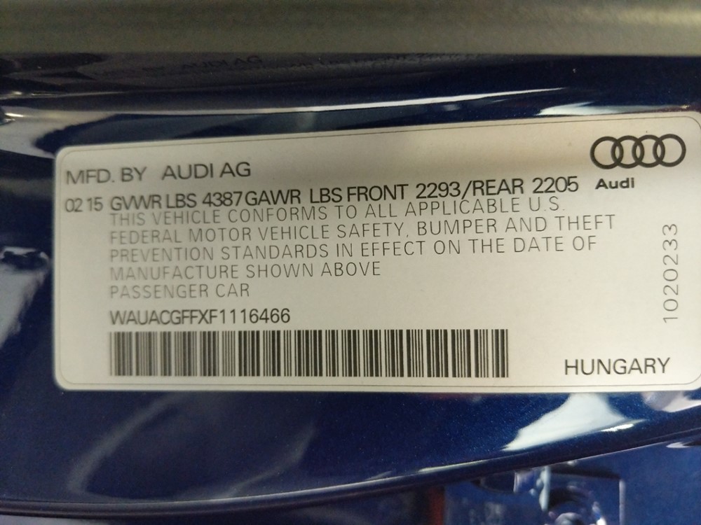 2015 Audi A3 - VIN Plate