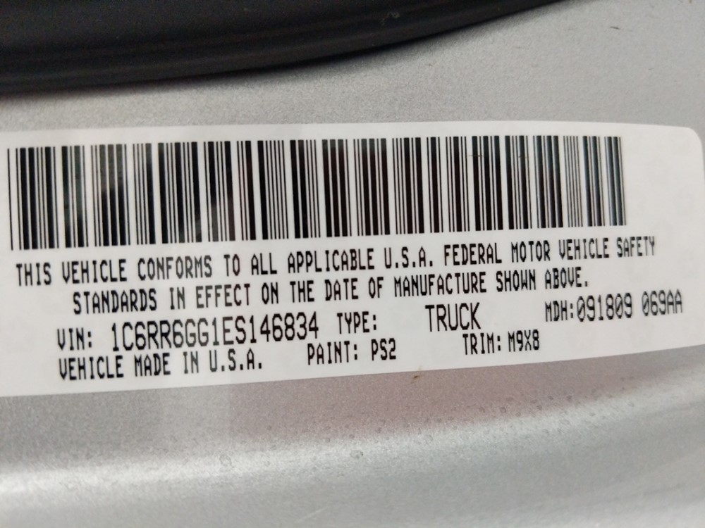 2014 Dodge Ram 1500 - VIN Plate