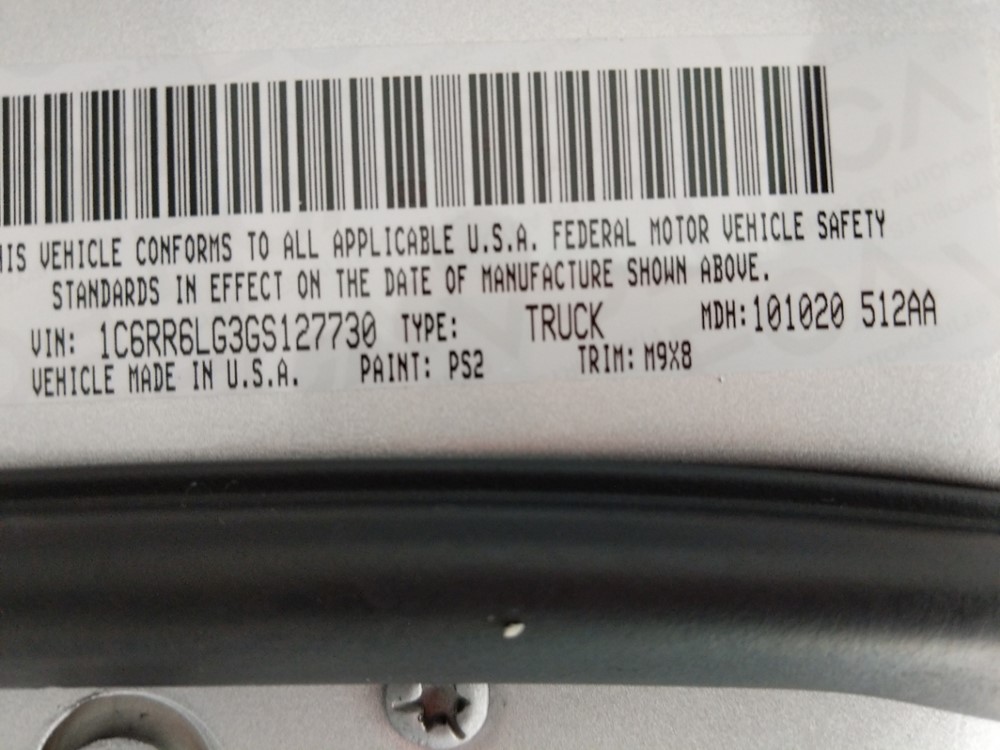 2016 Dodge Ram 1500 - VIN Plate