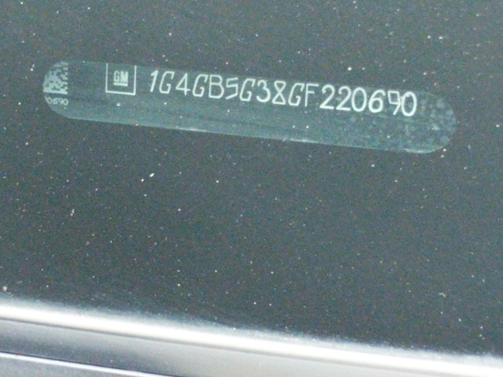 2016 Buick LaCrosse - VIN Plate