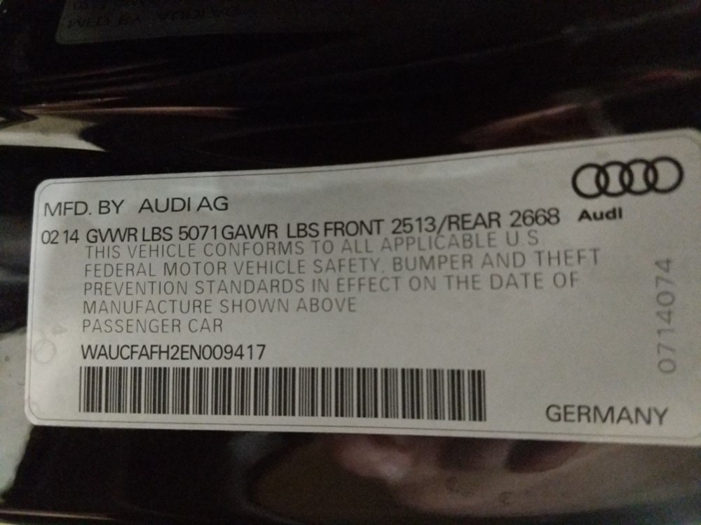 2014 Audi A5 - VIN Plate
