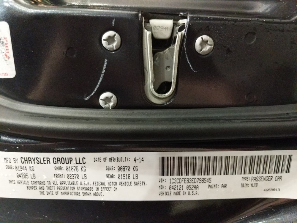 2014 Dodge Dart - VIN Plate