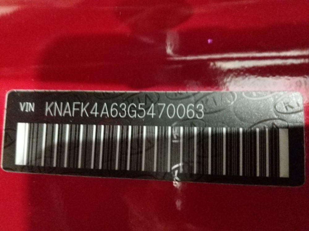 2016 Kia Forte - VIN Plate