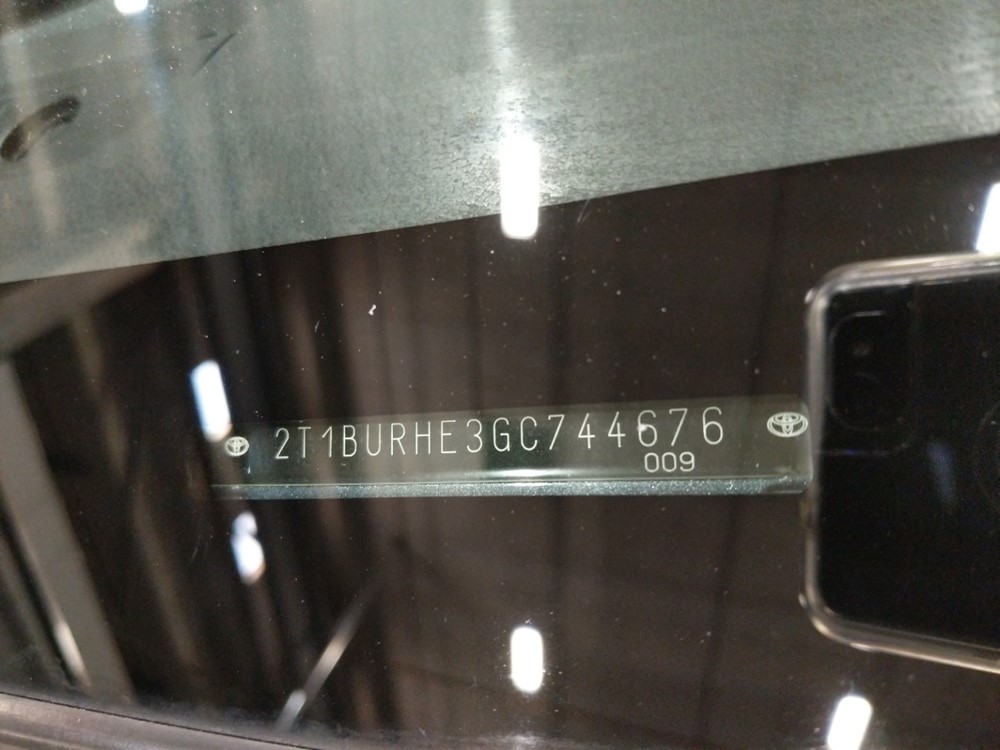 2016 Toyota Corolla - VIN Plate