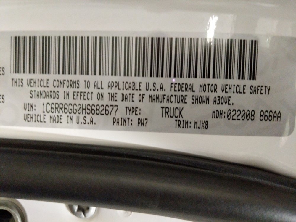 2017 Dodge Ram 1500 - VIN Plate