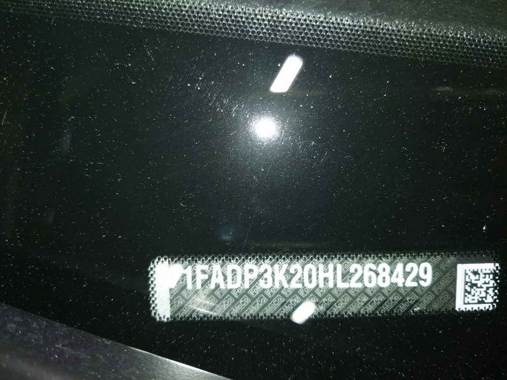 2017 Ford Focus - VIN Plate