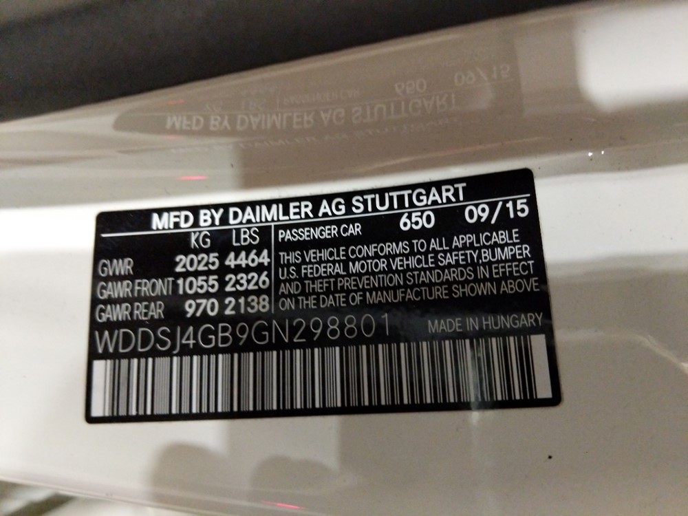 2016 Mercedes-Benz CLA250 - VIN Plate