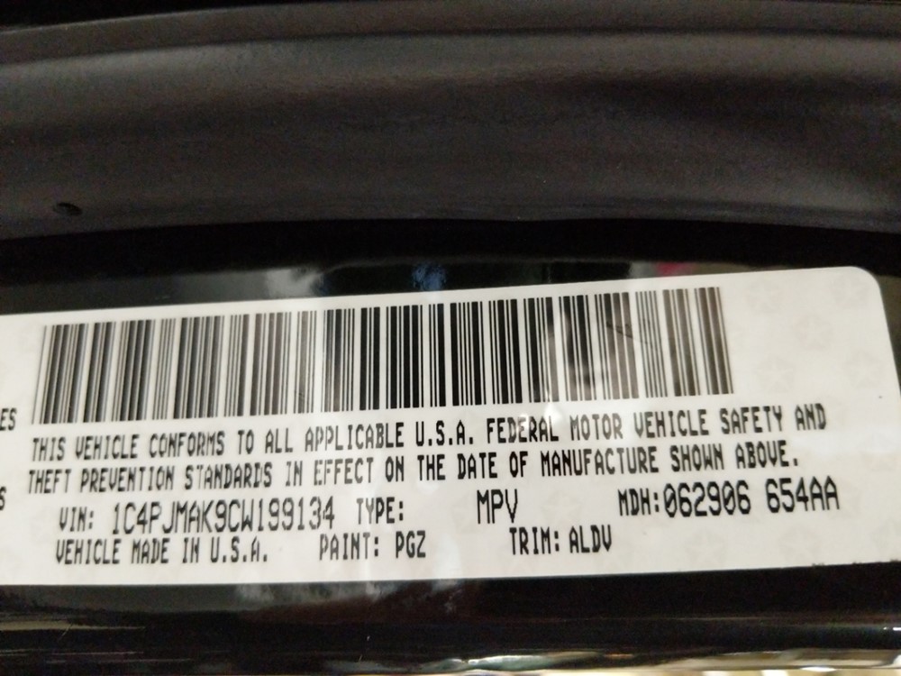 2012 Jeep Liberty - VIN Plate