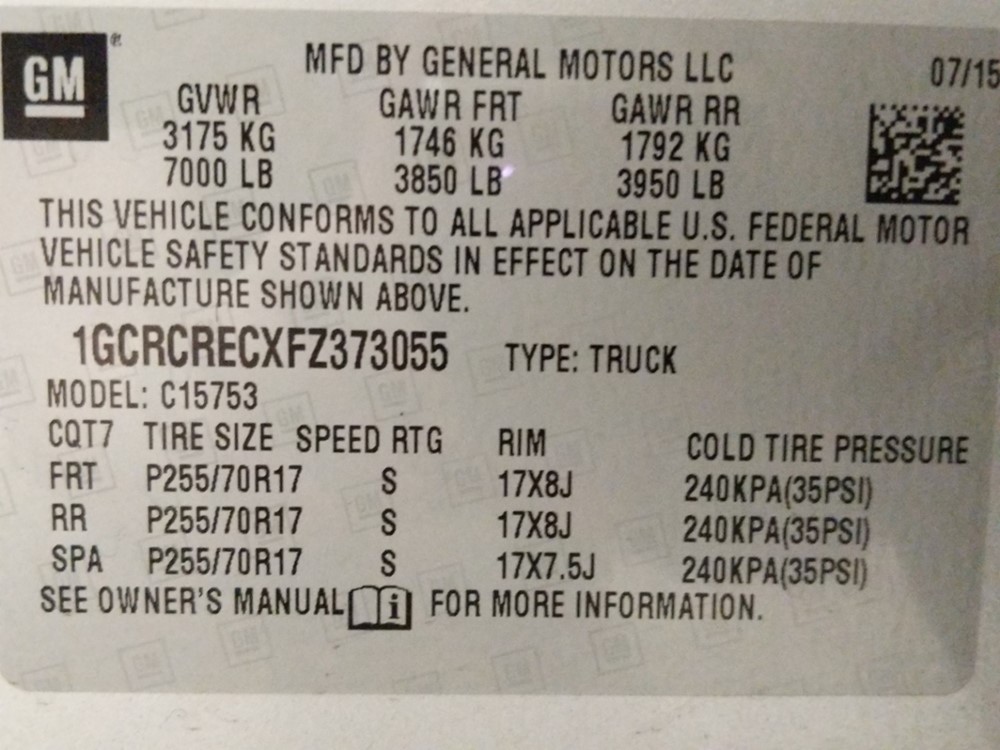 2015 Chevrolet Silverado 1500 - Driver Power Windows/Lock Control
