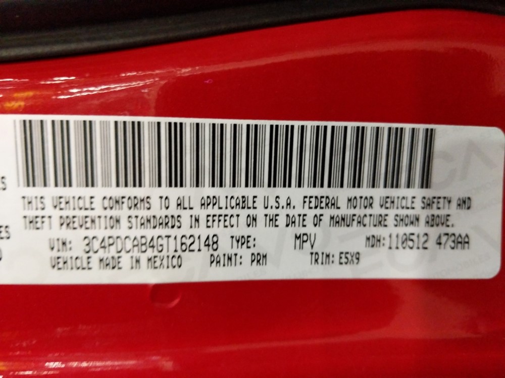 2016 Dodge Journey - VIN Plate
