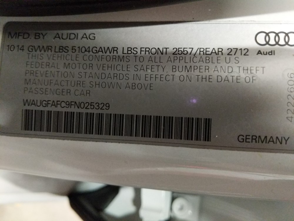 2015 Audi A6 - VIN Plate