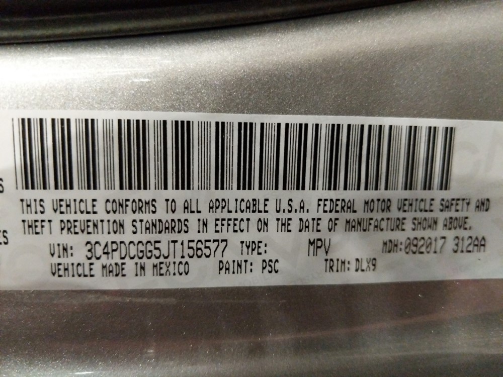 2018 Dodge Journey - VIN Plate