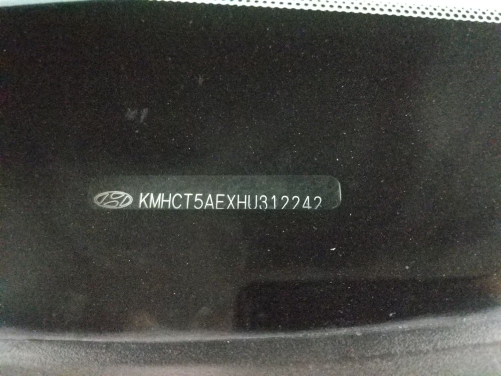2017 Hyundai Accent - VIN Plate