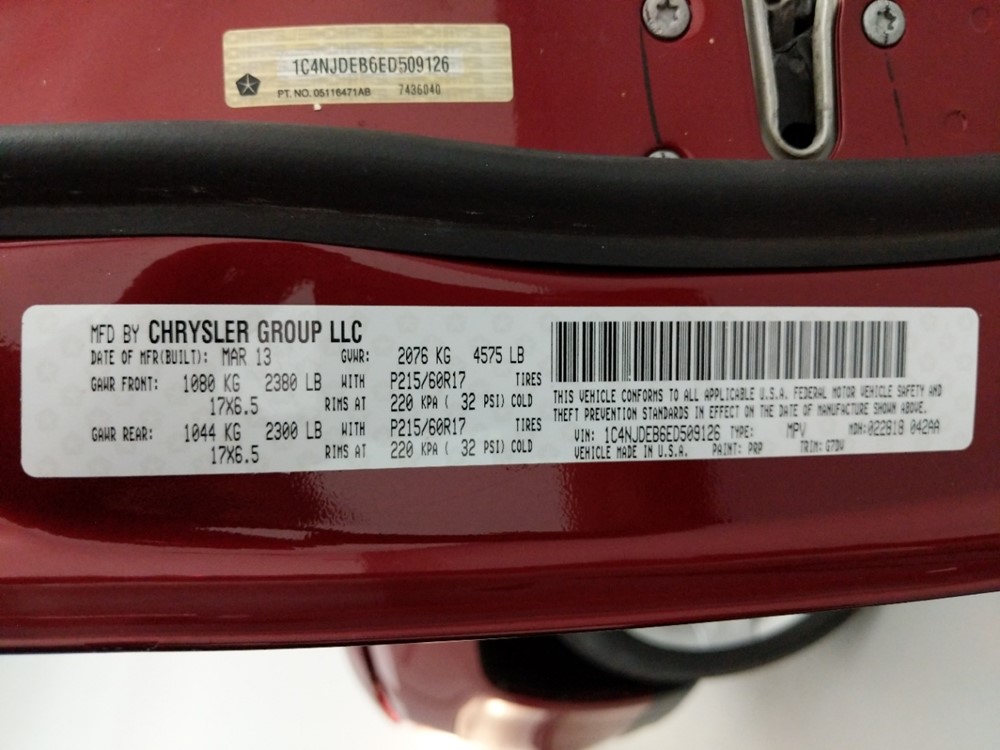 2014 Jeep Compass - VIN Plate