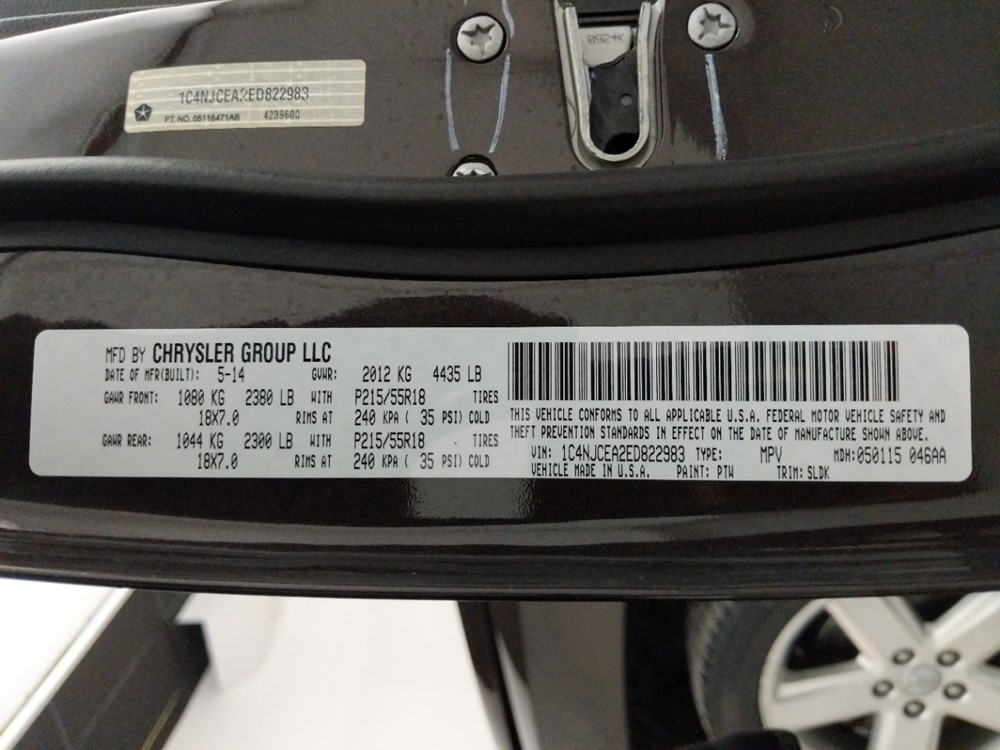 2014 Jeep Compass - VIN Plate