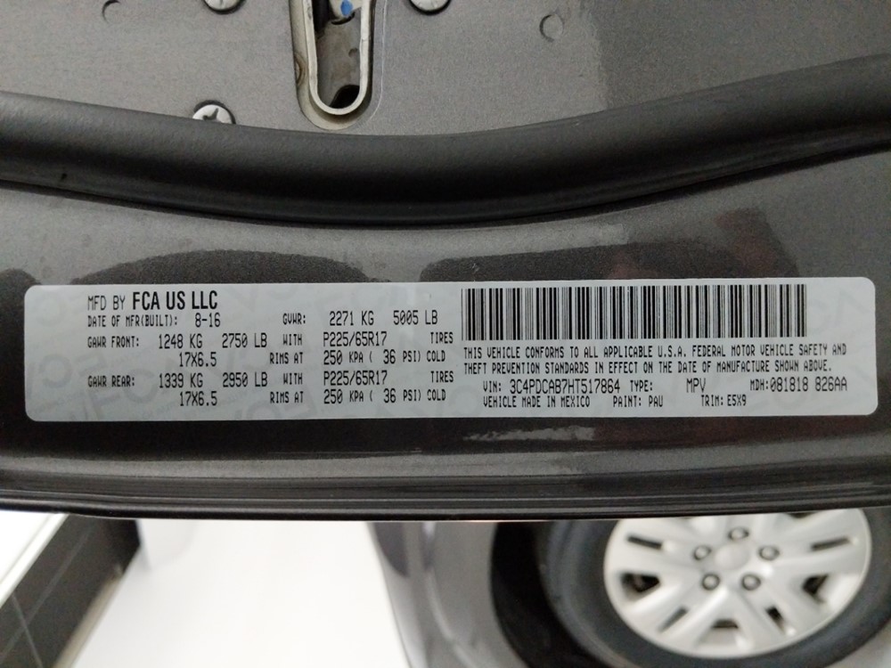 2017 Dodge Journey - VIN Plate