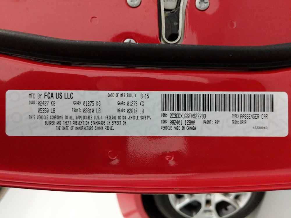 2015 Dodge Charger - VIN Plate