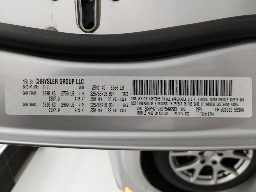 2011 Dodge Journey - VIN Plate