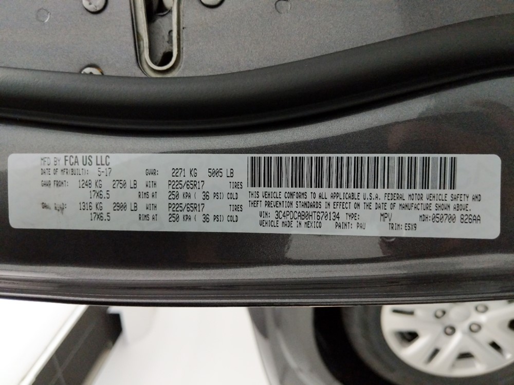 2017 Dodge Journey - VIN Plate