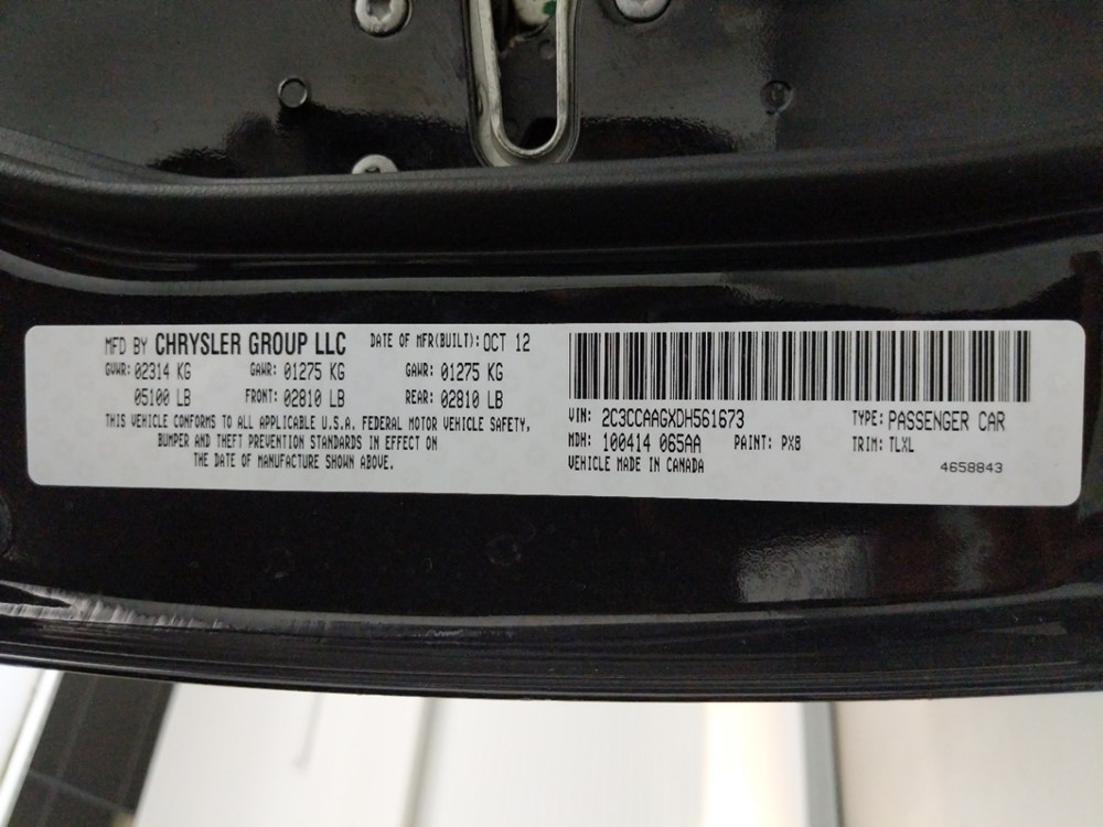 2013 Chrysler 300 - VIN Plate