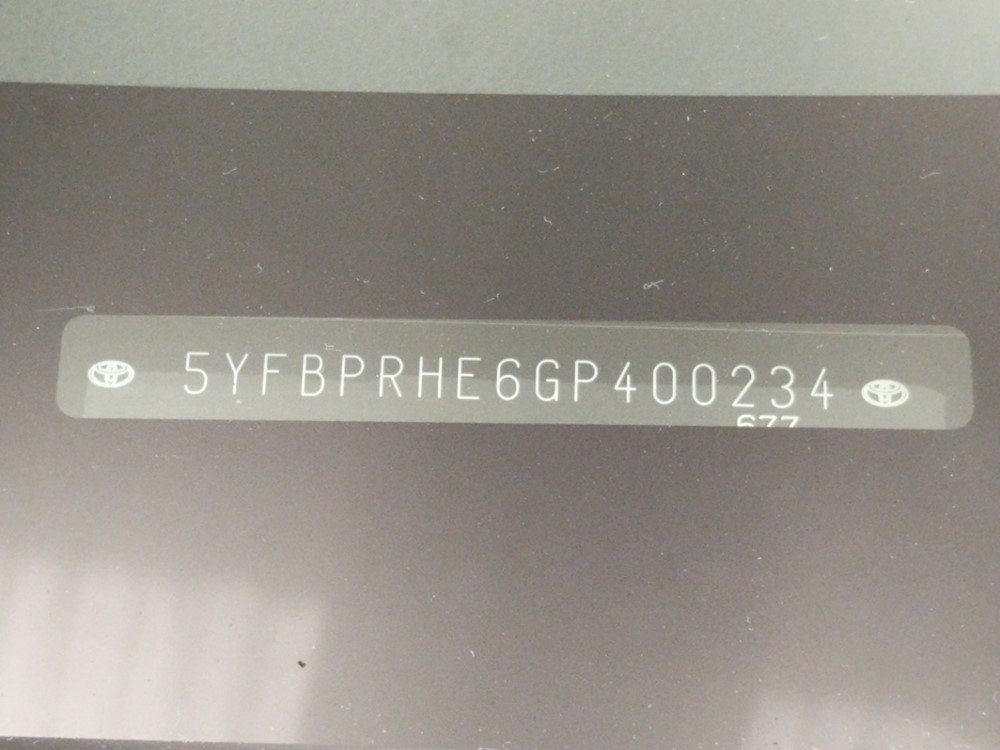2016 Toyota Corolla - VIN Plate