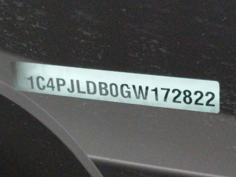 2016 Jeep Cherokee - VIN Plate
